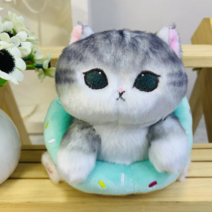 Japanese Mofusand Cute Donut Shark Cat 14cm Plush Doll Hanging Popular Cartoon Kitten Plush Keychain Bag Charm Gift