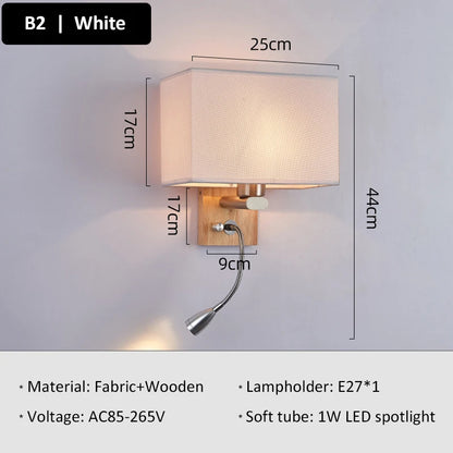 Wooden Wall Light With Oval/Rectangle Fabric Shade Base Switch Hotel Room Bedroom Frosted-glass Wall Sconce 1W Reading Spotlight