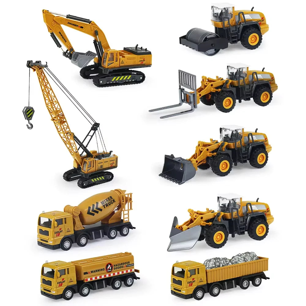 ﻿9 Styles Alloy Engineering Diecast Truck Tractor Loader Crane Excavator Toys Construction Model Vehicle Toy Car for Boys Gifts