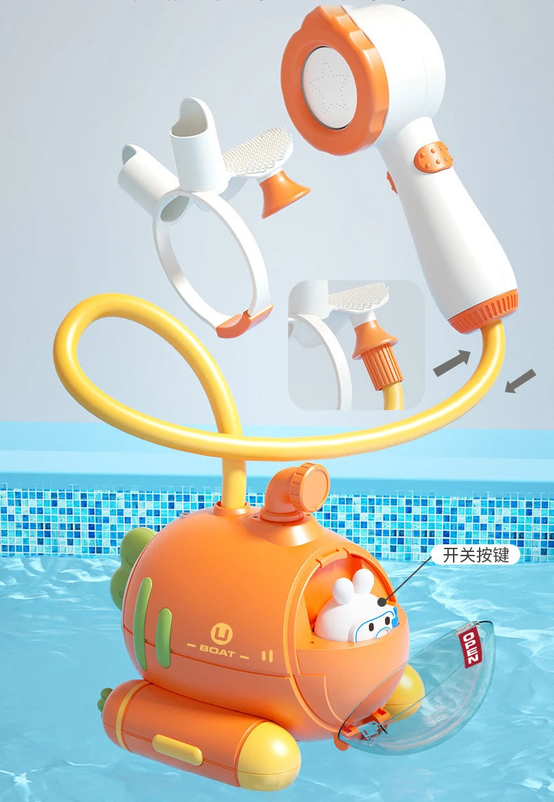 Baby Bath Toy Electric Shower Submarine Carrot Water Pump Adjustable Sprinkler Baby Bathtub Spray Water Toy for Toddler Gift