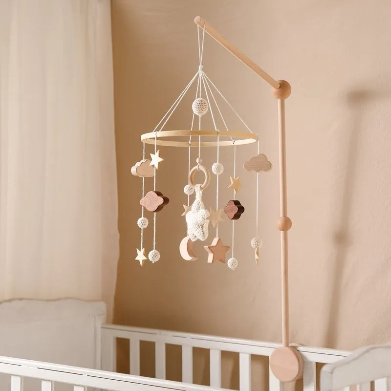 Baby Rattle Toy 0-12 Months Wooden Mobile On The Bed Newborn Music Box Bed Bell Hanging Toys Holder Bracket Infant Crib Boy Toys