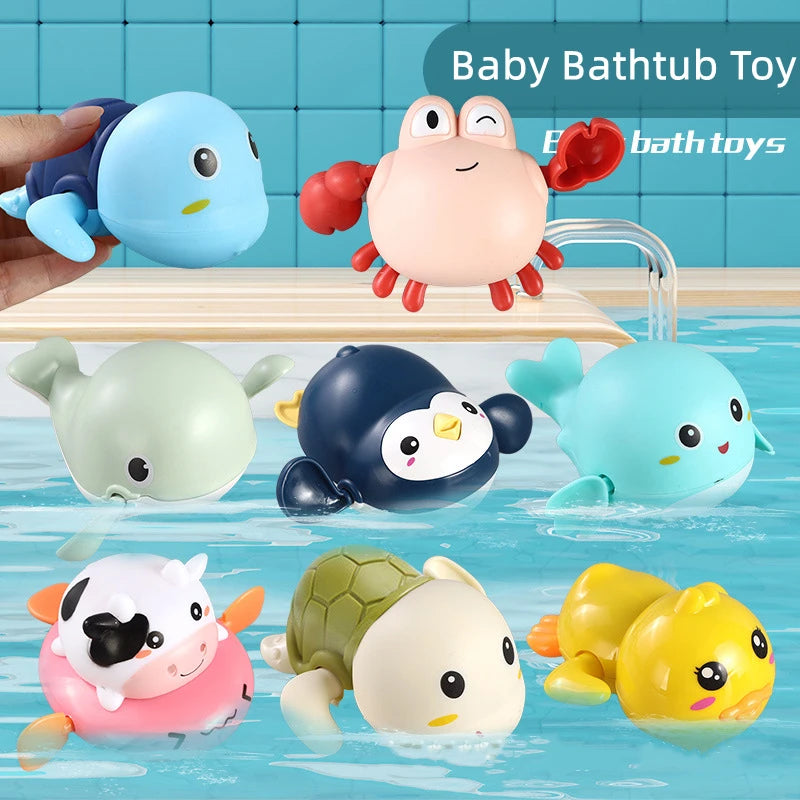 Summer Bath Toys Kids Swimming Clockwork Dolls Play Water Baby Bathing Cute Funny Children Bathroom Shower Bathtub Animals Toy