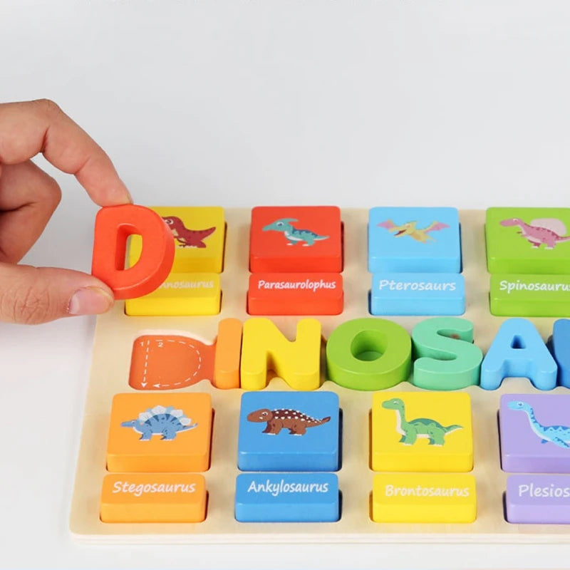 Baby Puzzle Toys Name Puzzle With Animals Sorter Early Learning Wooden Jigsaw Alphabet Puzzles Preschool Educational Infant Gift