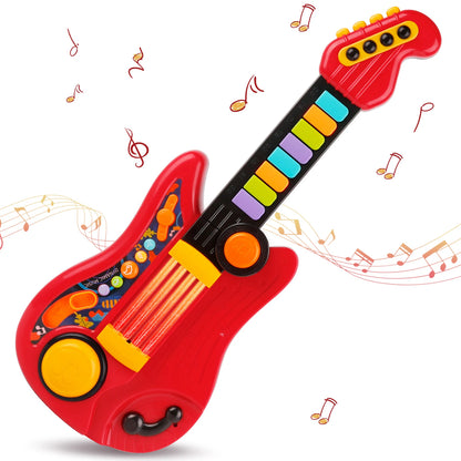 2 In 1 Electric Kids Guitar Toy Foldable Toy Guitar Piano Beginners Musical Instruments Early Education Best Gift for Boys Girls