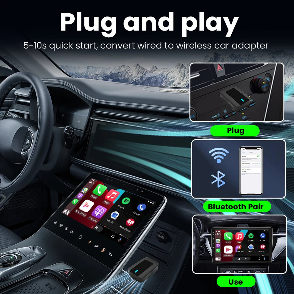New Mini Wireless Android Auto Adapter Carplay Smart Dongle Plug and Play For Seat Alhambra Leon Toledo Ateca Arona Tarraco