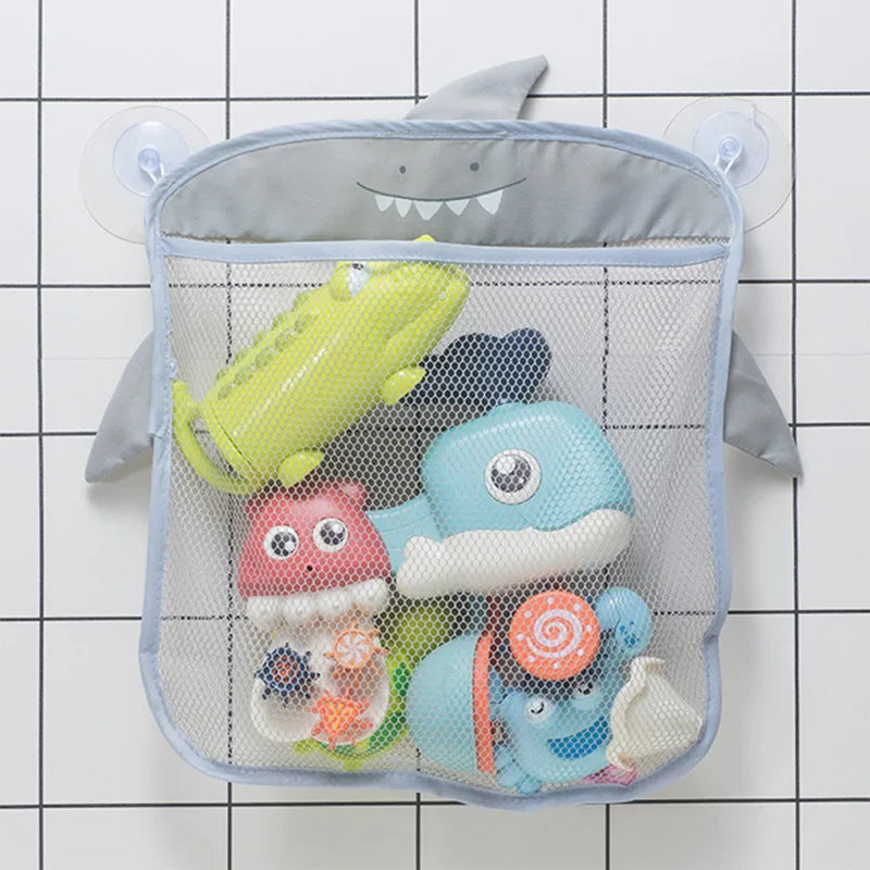 Baby Shower Toy Cute Duck Frog Net Toy Storage Bag Strong Suction Cup Baby Shower Game Bag Bathroom Organizer Water Toy