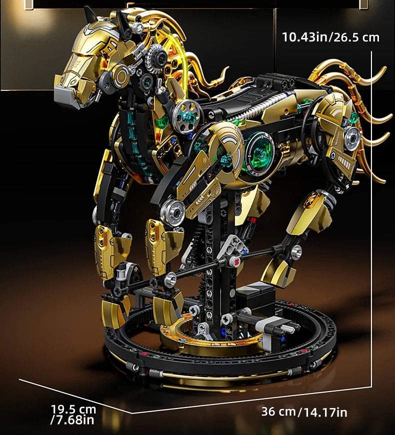 Technical Building Blocks Kit Mechanical Horse MOC Model Creative Bricks STEM Educational Toy for Adults Children Gift