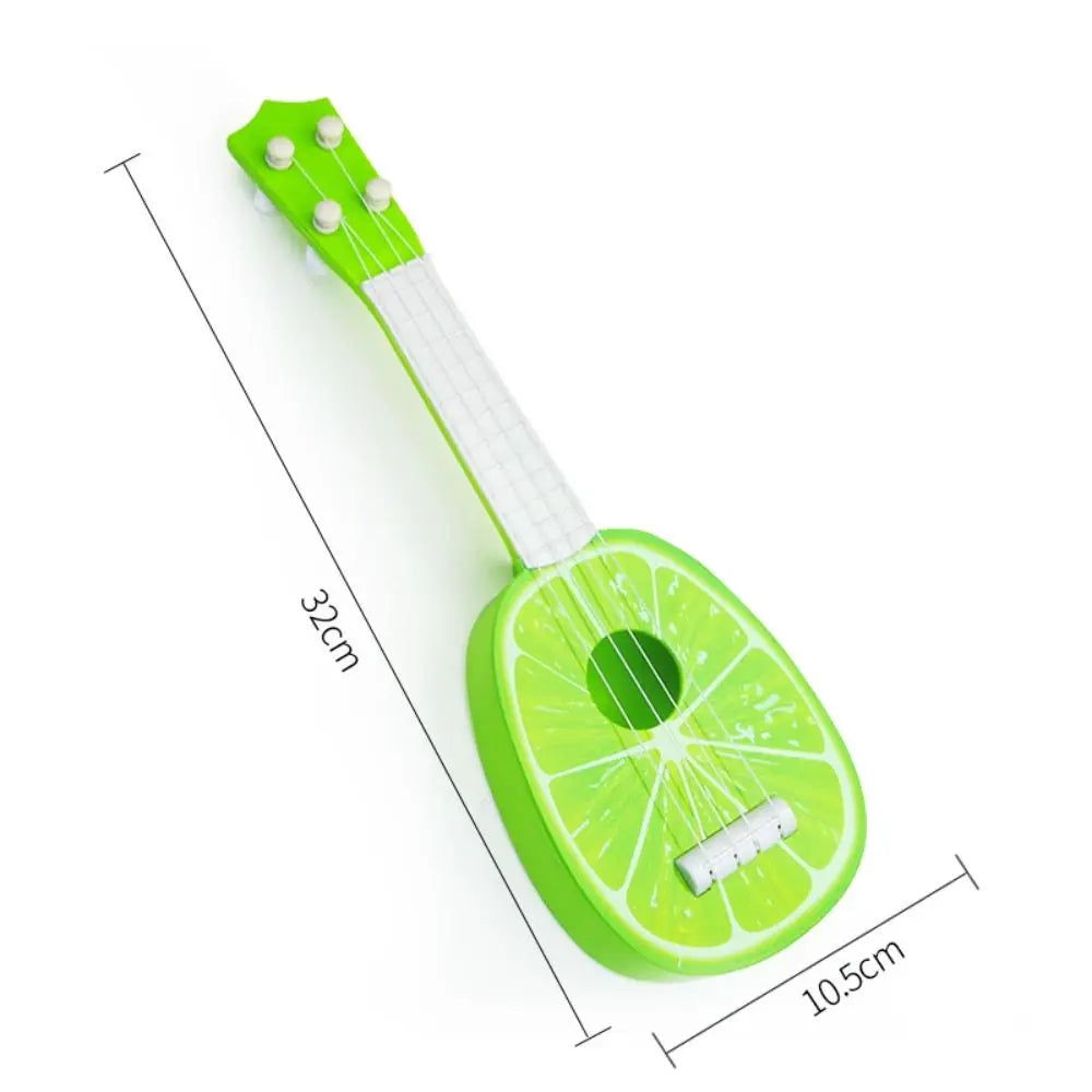 Adjustable String Knob Simulation Fruit Ukulele Toy 4 Strings Playable Musical Instrument Toy Classical Durable Small Guitar Toy