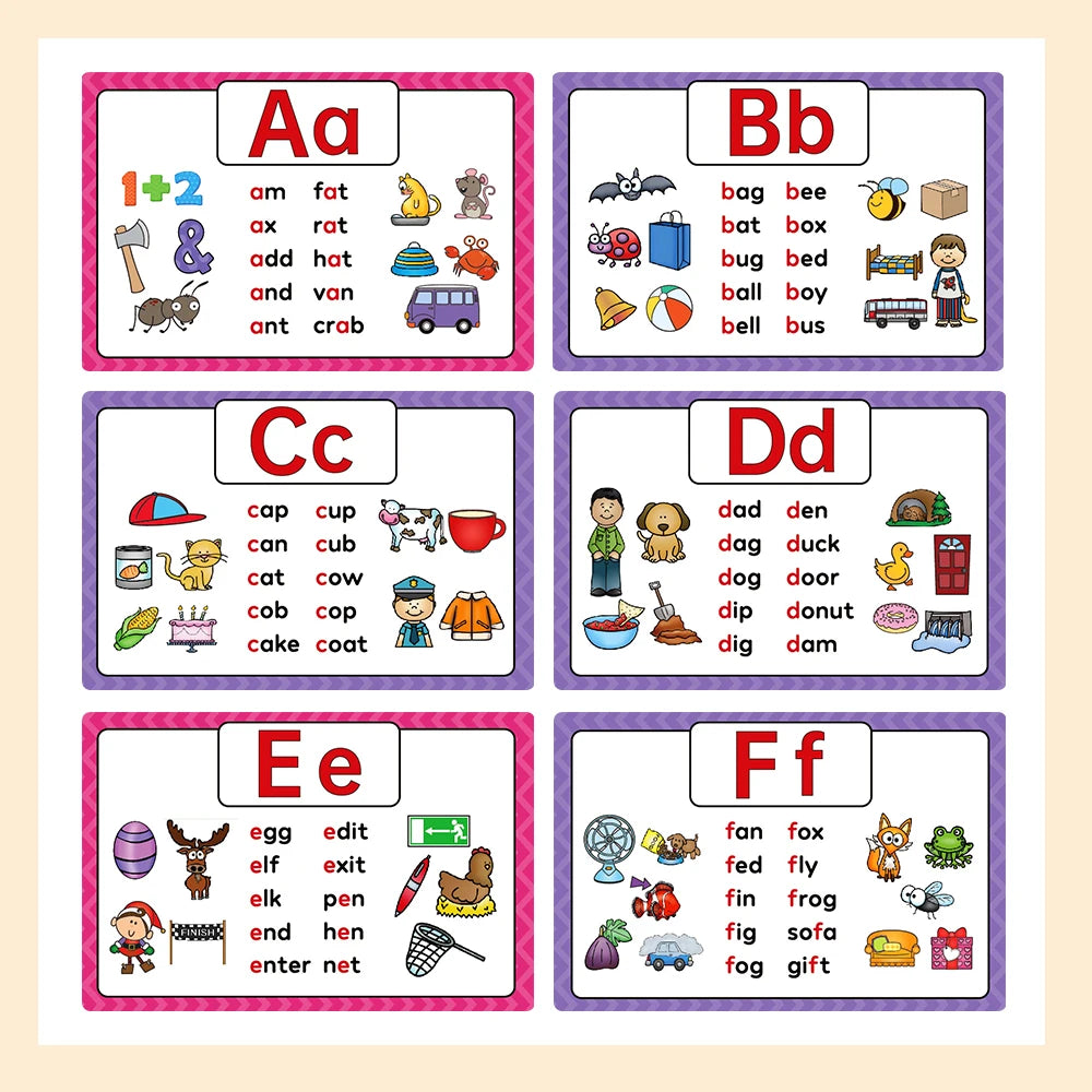 26 Alphabet Phonics CVC Words Learn Flash Cards abc letter with The Reasable Pen Writing Practice Educational Toys for Children