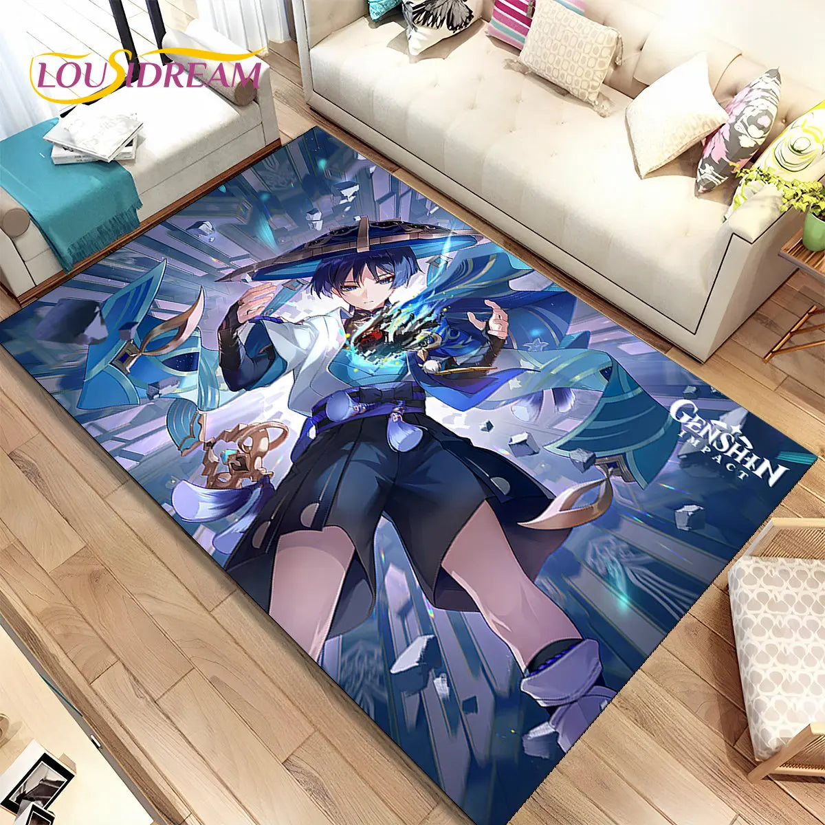 Genshin Impact Cartoon Game Area Rug,Carpet Rug for Home Living Room Bedroom Sofa Doormat Kitchen Decor,kids Non-slip Floor Mat