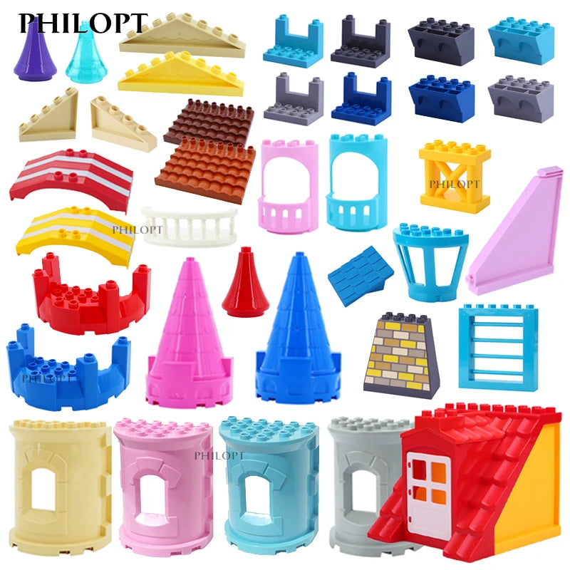 Big Particles Building Blocks Castle Scene Accessories Houses Roof Wall Compatible Large Bricks Educational Toys For Kids Gifts