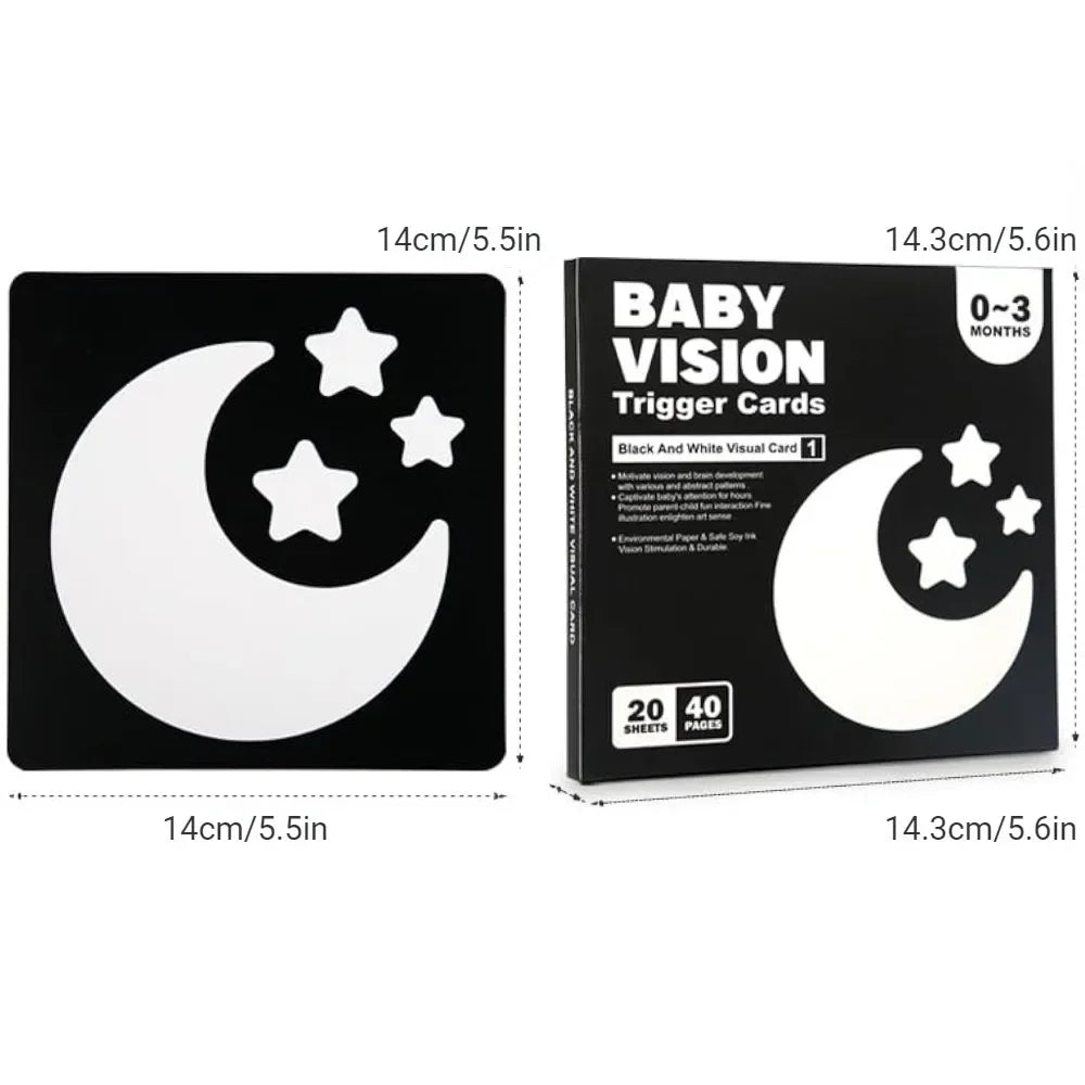 Black White High Contrast Card Montessori Baby Vision Stimulation Cards Stimulate Newborn Visual Early Educational Learning Toys