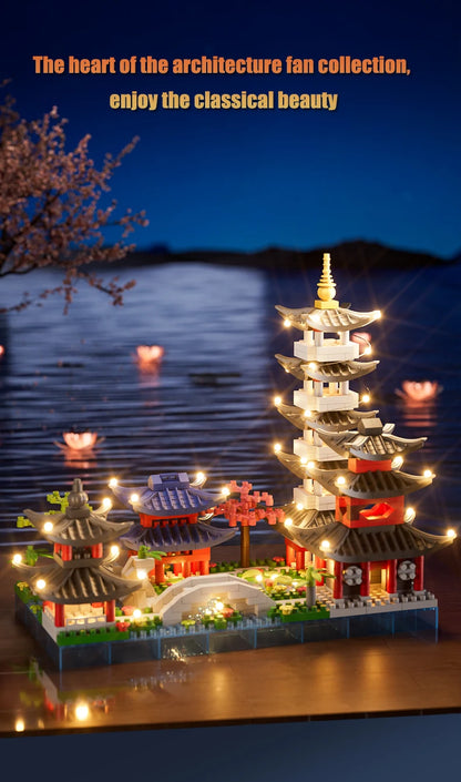 Hangzhou West Lake, entry-level mini building block set, puzzle toys, gift boxes, Christmas, Thanksgiving, New Year&