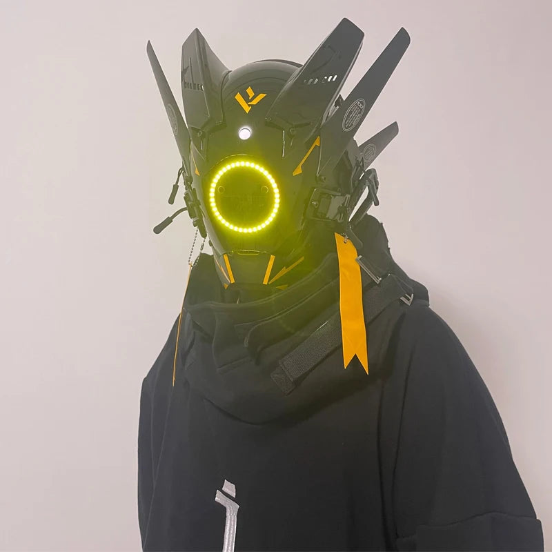 Handmade Diy LED Cyberpunk Mask Personalized Face Cosplay mask SCI-FI Helmet Party Toys For Men and Women