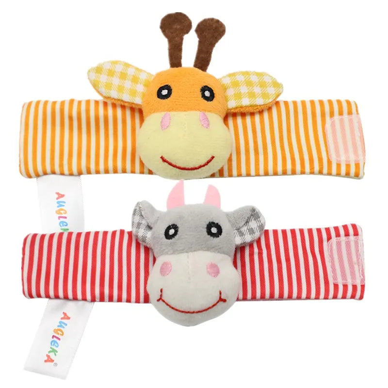 Cartoon Plush Socks Wrist Strap Rattles Baby Toys 0-12 Months Newborn Infant Kids Animal Sock Foot Finder Toy Gift Soft Rattle