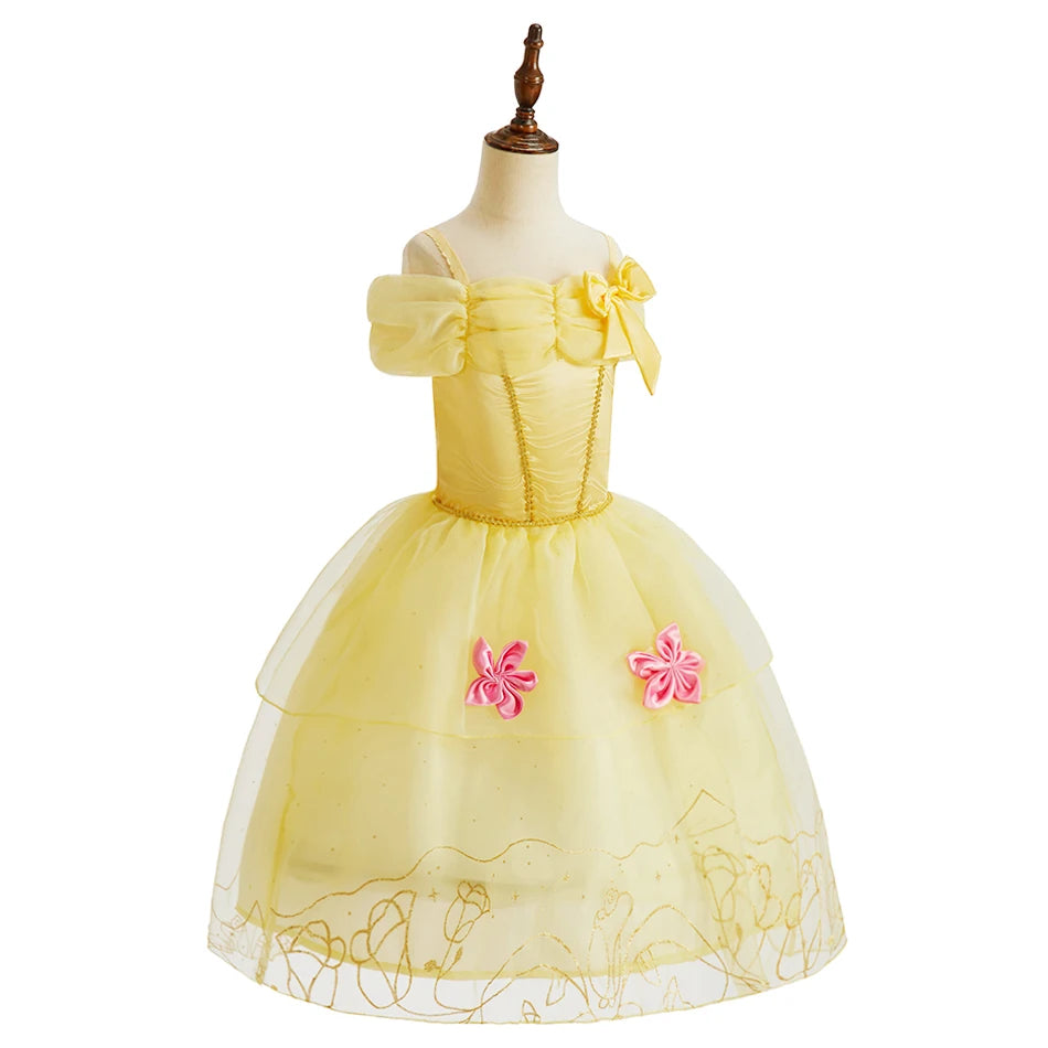 Rapunzel Dress for Girls Cinderella Belle Dress Up Fantasy Children Birthday Party Princess Costume Kids Halloween Clothes