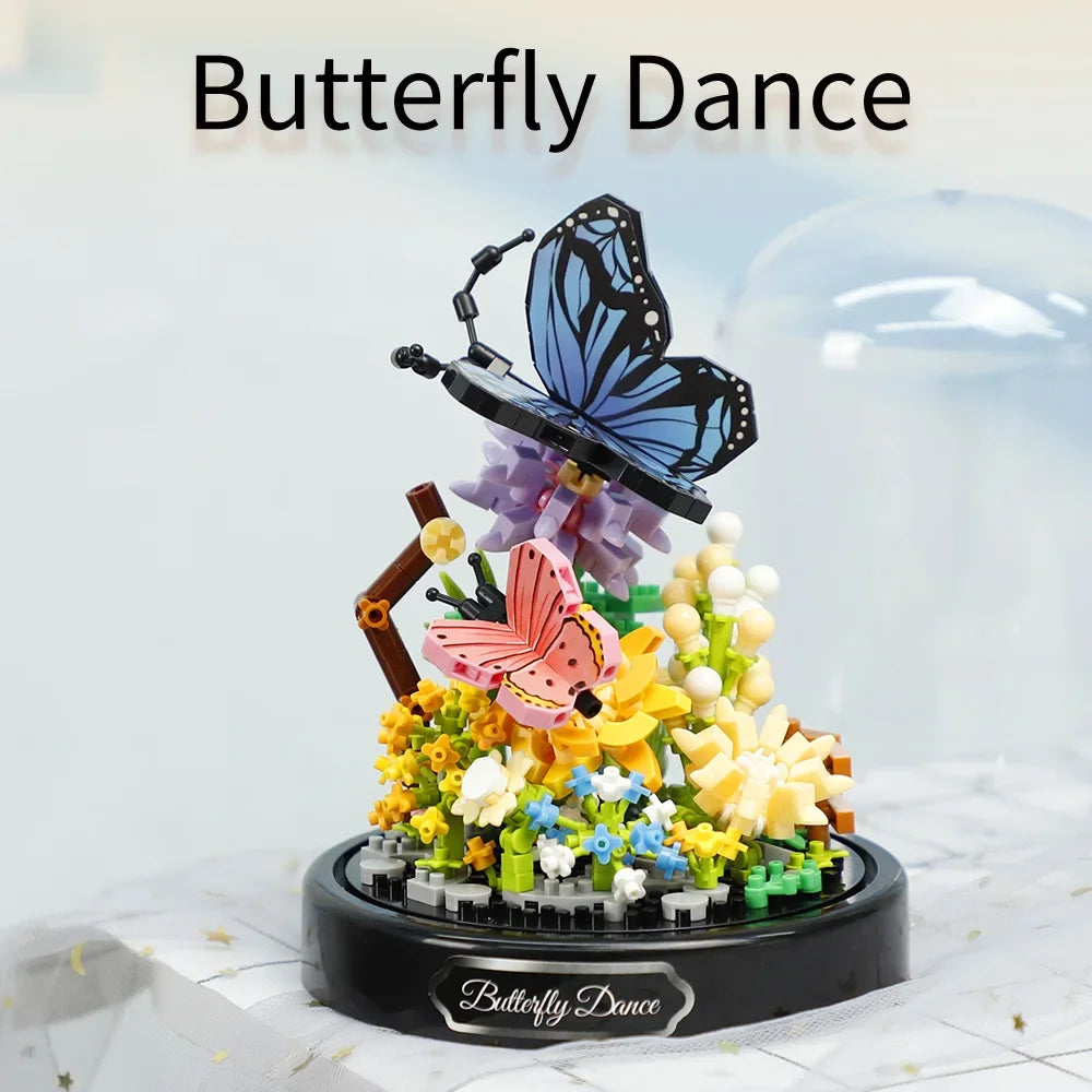 Butterfly &amp; Flower Bouquet Building Set Blocks ，Craft Toys，DIY Toys，Car Decoration Crafts，Animation Derivatives，children Toy