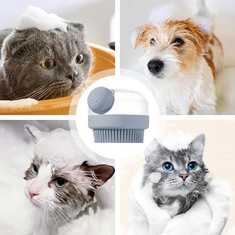 1pc Pet Bath Brush Shampoo Dispenser Gentle Massage Portable Dog Washing Brush For Grooming Cleaning Furs And Hair Pet Supplies