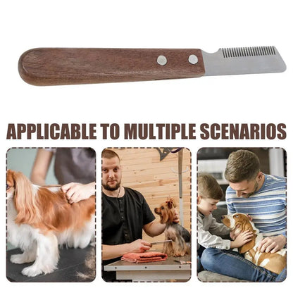 Professional Dog Stripping Knives Pets Grooming Comb With Wood Handle Dog Stripping Tool Pet Deshedding Brush Pet Hair Comb