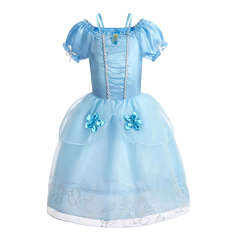 Rapunzel Dress for Girls Cinderella Belle Dress Up Fantasy Children Birthday Party Princess Costume Kids Halloween Clothes