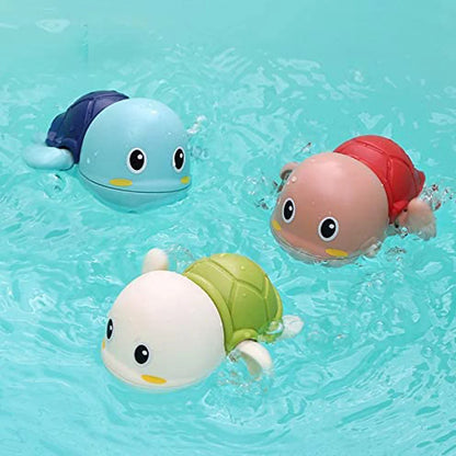 3PCS Baby Bath Toys Toddlers Bathing Cute Swimming Turtles Clockwork Play Water Baby Wind-up Toys for Kids Preschool Pool Toys