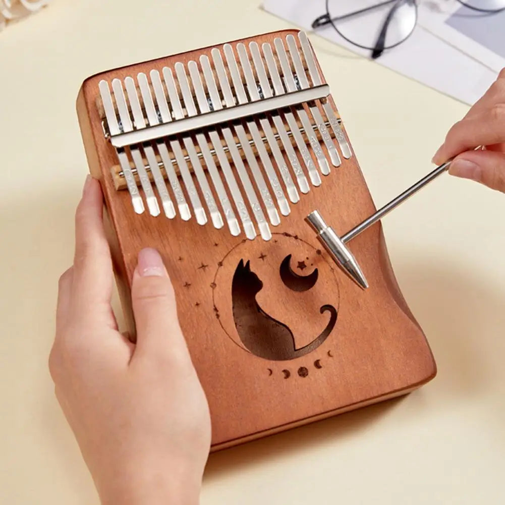 Thumb Piano with Tune Hammer Study Instruction Handcrafted Musical Instrument Gift Embossed Notes Kalimba Portable Finger Piano