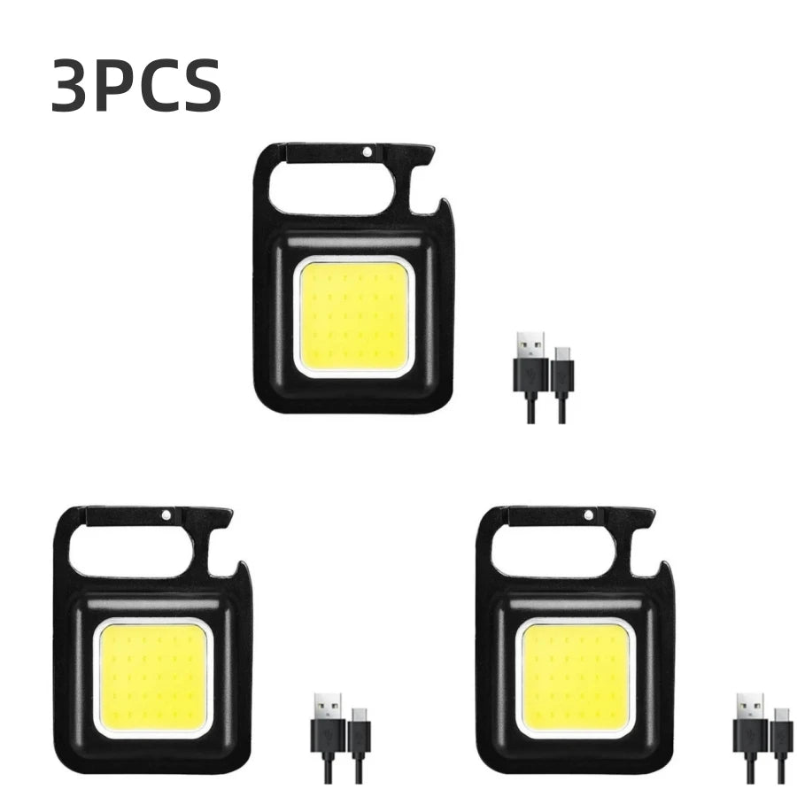 1-5PCS Mini LED Flashlight Portable COB Keychain Work Lights 500LM USB Charging Waterproof For Outdoor Walking Camping Lighting