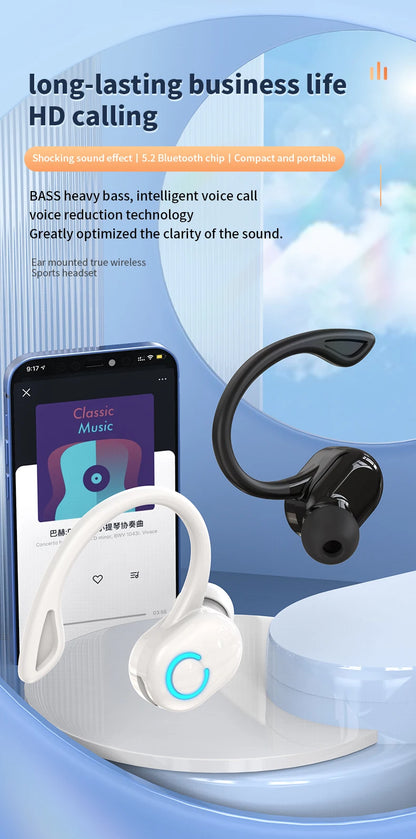 Wireless Bluetooth Earphones HIFI Bass With HD MIC Ear-Hook Earbuds Noise Cancelling Life Waterproof Game Sports Music Headsets