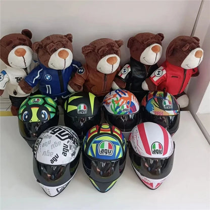 Funny Cool Creative Helmet Teddy Bear Motorcycle Doll Locomotive Bear Plush Toys Motorcycle Racing Christmas Decor Gift