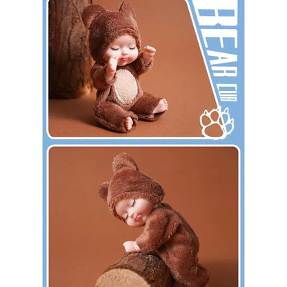 1pcs New Fashion 12cm Simulation Rebirth Dolls Toy Mini Cute Sleeping Baby Series Doll Cartoon Animal Toy for Kids Birthday Gift