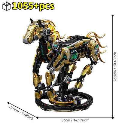 Technical Building Blocks Kit Mechanical Horse MOC Model Creative Bricks STEM Educational Toy for Adults Children Gift