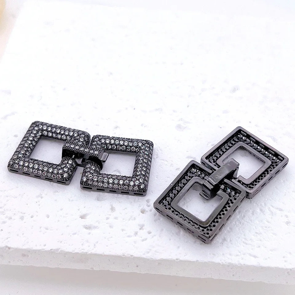 1 Pcs Wholesale Micro-set Square Necklace Bracelet Clasp Jewelry Accessories Full Zirconium Connecting Clasp DlY Accessories