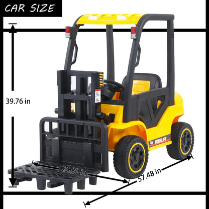 Electric frame lifting rod Electricforklift,Children Ride- on Car 12V7A Battery Powered Vehicle Toy ,3 speeds,Parent yellow