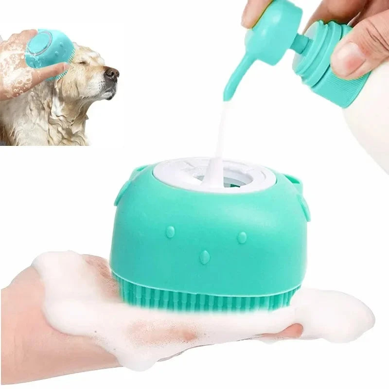 Pet Dog Shampoo Brush 2.7oz 80ml Cat Massage Comb Grooming Scrubber for Bathing Short Hair Soft Silicone Rubber Pet Supplies