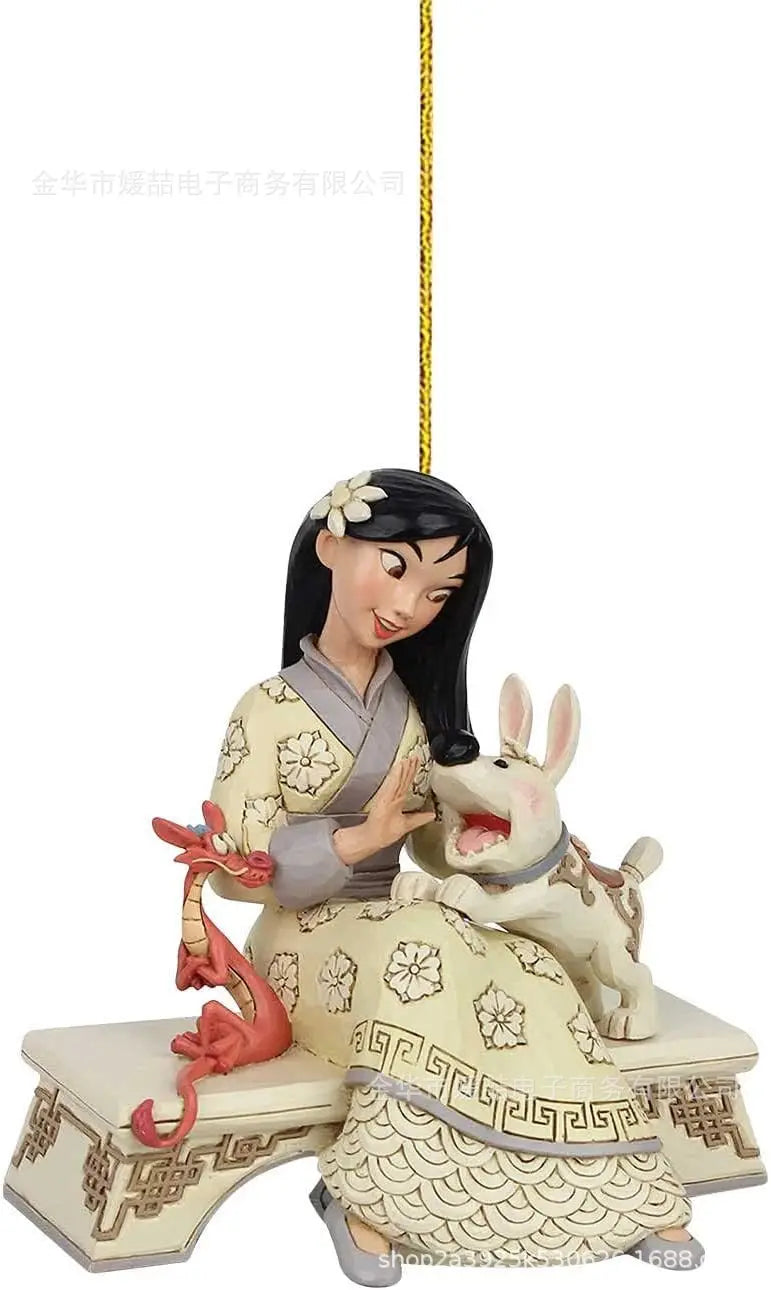 Disney Princess Snow White Cinderella Ariel Bell Anime Figures Christmas Tree Ornament Decoration Acrylic Plane Pendant Toys