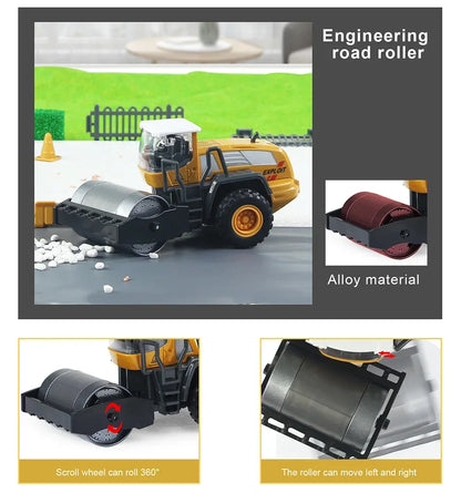 ﻿9 Styles Alloy Engineering Diecast Truck Tractor Loader Crane Excavator Toys Construction Model Vehicle Toy Car for Boys Gifts