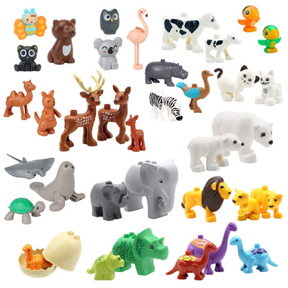 Big Building Blocks Zoo Animals Accessories Poultry Farm Sea Dinosaur Assemble Bricks Sets DIY Education Toys For Children Gifts