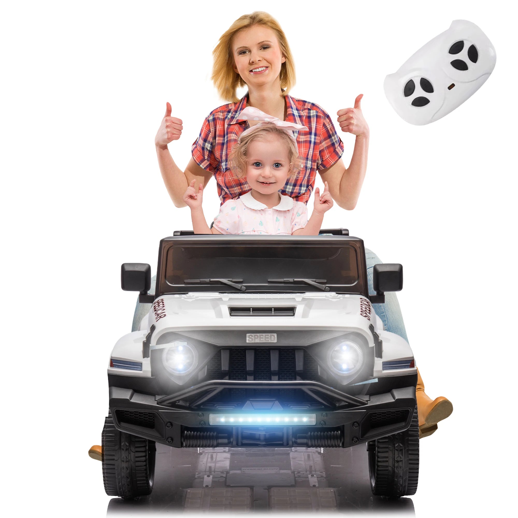 24V Ride On Car for Kids Battery Powered Ride On 4WD Toys with Remote Control,Parents Can Assist in Driving,Music and Lights