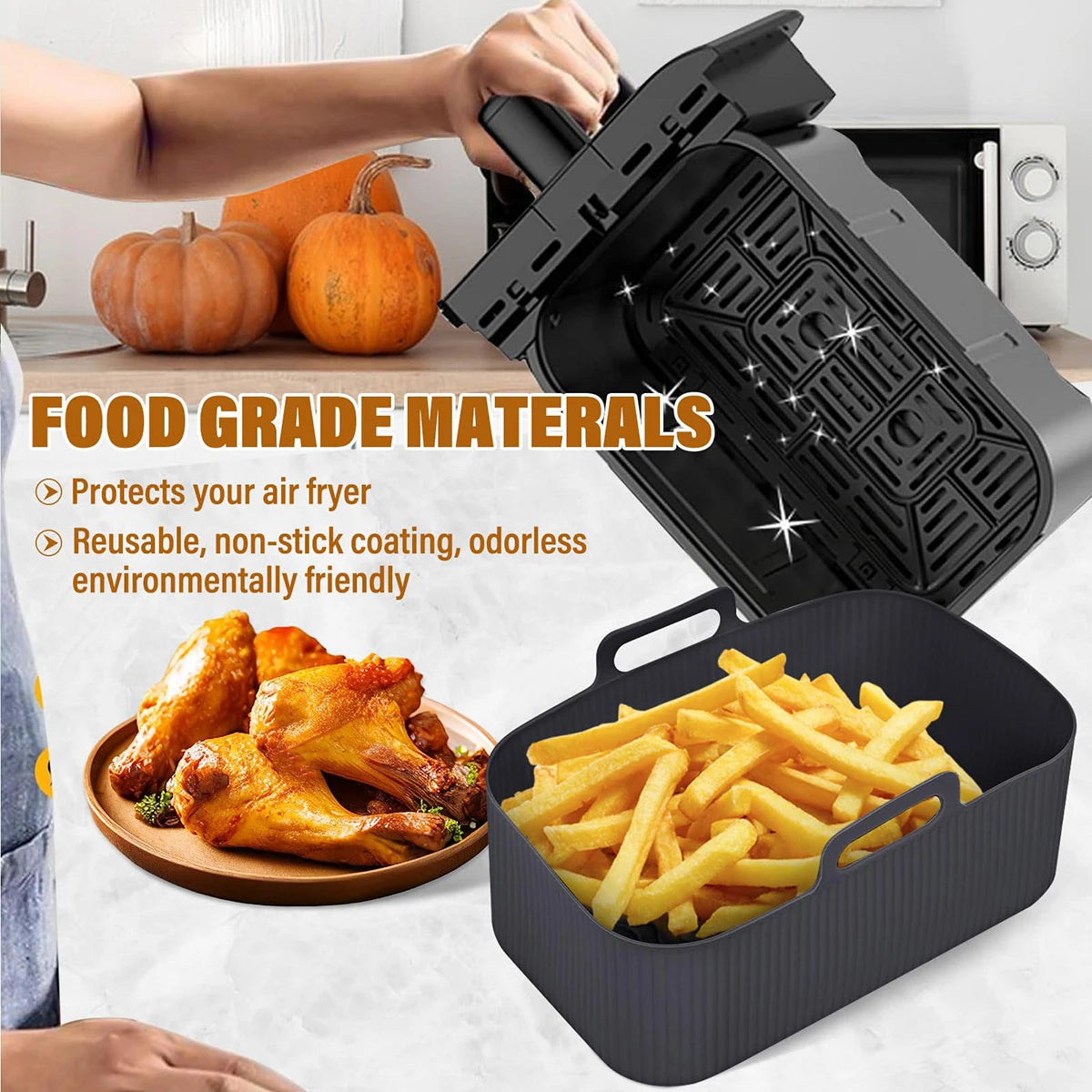 Silicone Mould Accessories Bakeware Air Fryer Silicone Tray Silicone Non-stick bpa-free and heat-resistant Kitchen Baking