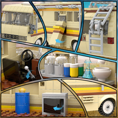 360PCS Break Bad RV Building Kit, Creative Van House Camper Toys Building Blocks,DIY Building Set Toy for Kids Adults