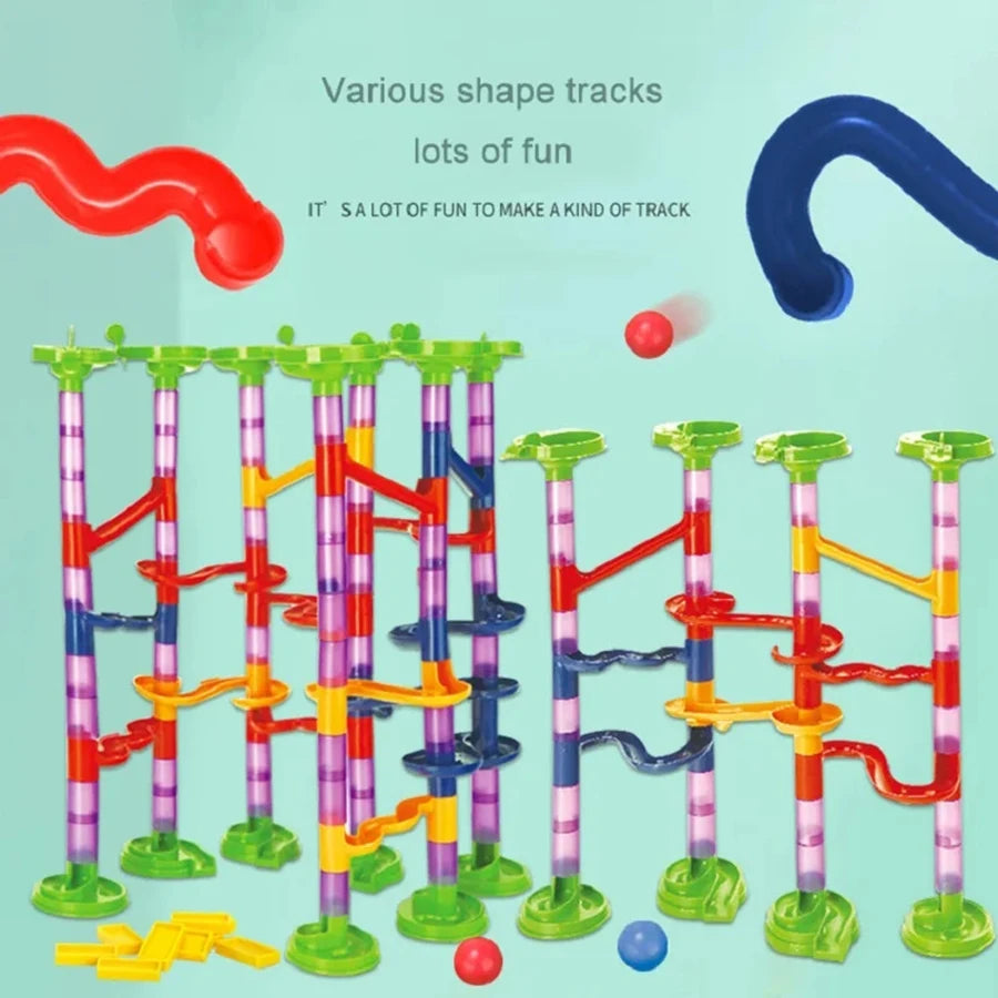 DIY Construction Marble Run Race Track Building Blocks Kids 3D Maze Ball Roll Toys Children Christmas Gift 45/93/113/142pcs Set