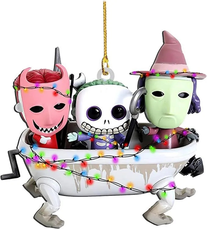 Disney Cartoon The Nightmare Before Christmas Sally Jack Anime Figures Christmas Tree Decoration Acrylic Plane Pendant Kids Toys