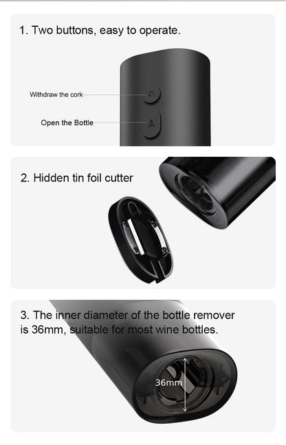 Xiaomi Mijia Electric Wine Opener Battery Automatic Bottle Cap Opener for Red Wine Beer with Foil Cutter Kitchen Accessories