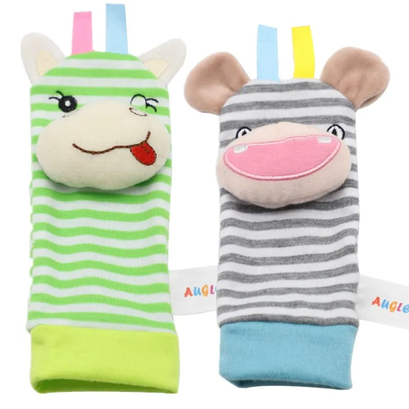 Cartoon Plush Socks Wrist Strap Rattles Baby Toys 0-12 Months Newborn Infant Kids Animal Sock Foot Finder Toy Gift Soft Rattle