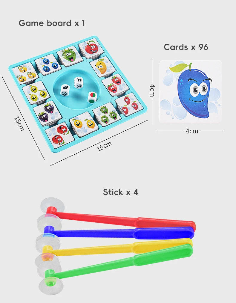 Children Education Learning Toys Fruit Sticking Game Card Dice Board Game Color Shape Cognition Party Competition Game Kids Toys