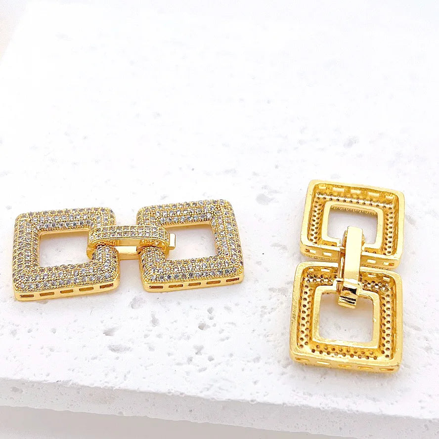 1 Pcs Wholesale Micro-set Square Necklace Bracelet Clasp Jewelry Accessories Full Zirconium Connecting Clasp DlY Accessories