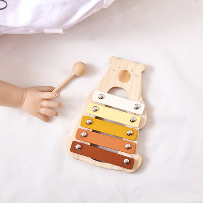 Baby Wooden Musical Instruments Montessori Toys Kids Bear Percussion Xylophone Rain Sound Pipe Music Shaker Early Education Toys