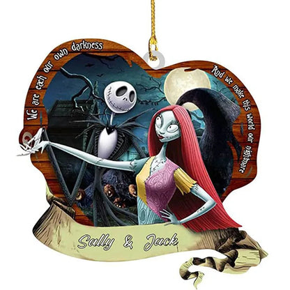 Disney Cartoon The Nightmare Before Christmas Sally Jack Anime Figures Christmas Tree Decoration Acrylic Plane Pendant Kids Toys