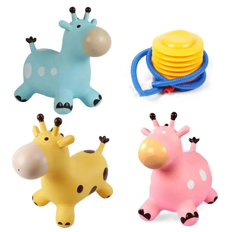 Inpany Bouncy Giraffe Hopper Inflatable Jumping Giraffe Bouncing Animal Toys