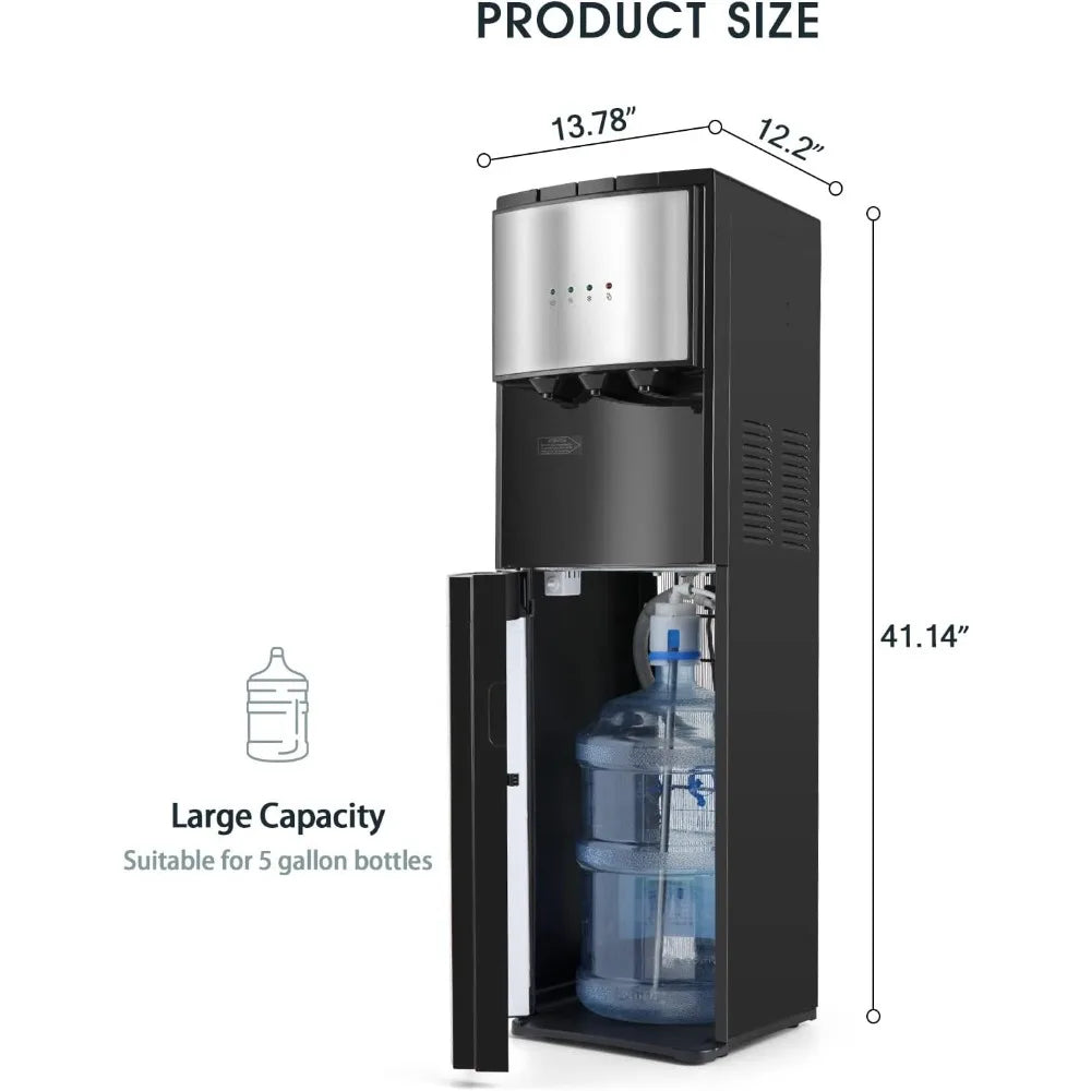 Water Dispenser, Loading Hot Cold Water Cooler, 3 Temperature Sets, Empty Bottle Indicator, 5 Gallon Water Dispenser